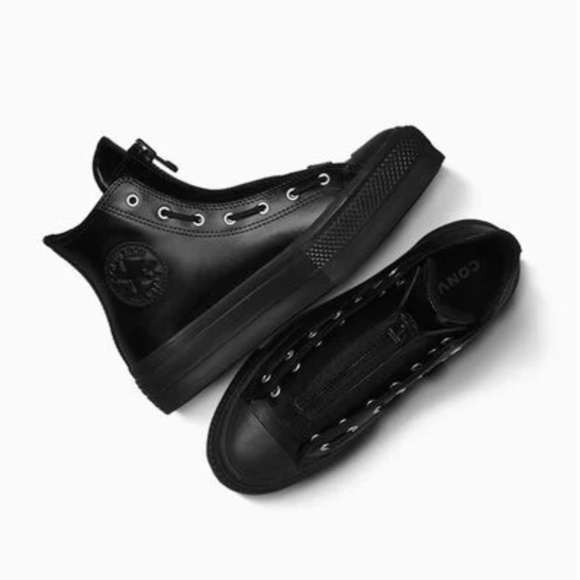 BNWOT- Chuck Taylor All Star Lift Platform Leather Zip Converse Shoes (6) - Picture 1 of 10